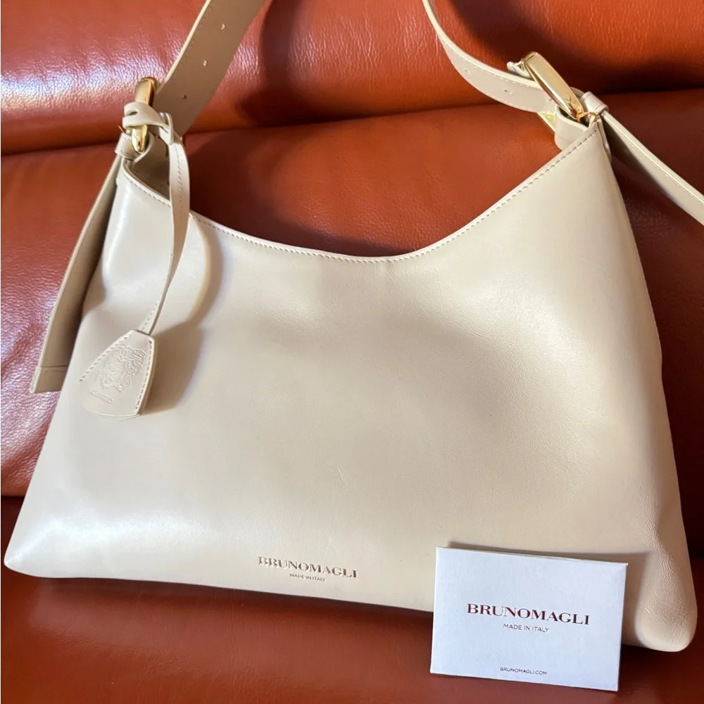 Bruno Magli Cora Leather Made in Italy Hobo Shoulder Bag